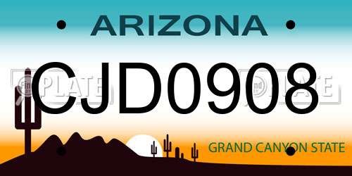 CJD0908 Arizona License Plate