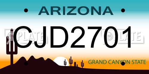 CJD2701 Arizona License Plate