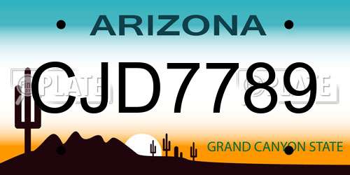 CJD7789 Arizona License Plate