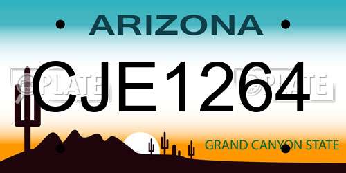 CJE1264 Arizona License Plate