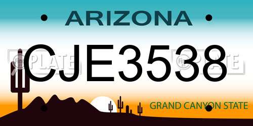 CJE3538 Arizona License Plate