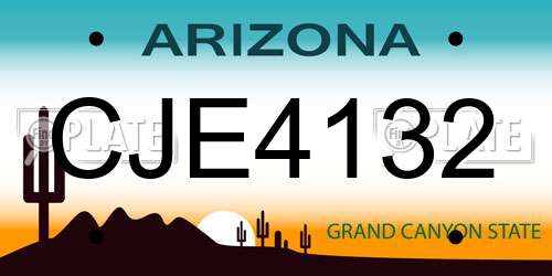 CJE4132 Arizona License Plate