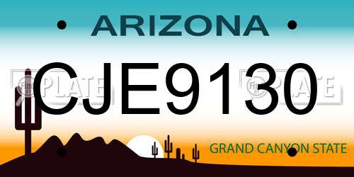 CJE9130 Arizona License Plate