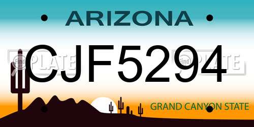 CJF5294 Arizona License Plate