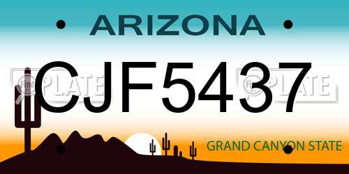 CJF5437 Arizona License Plate