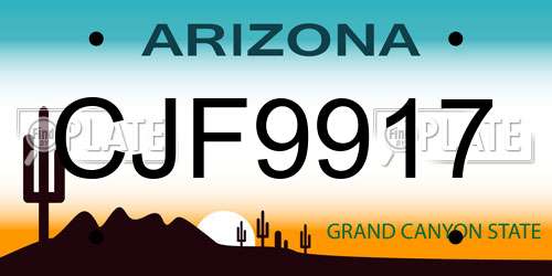 CJF9917 Arizona License Plate