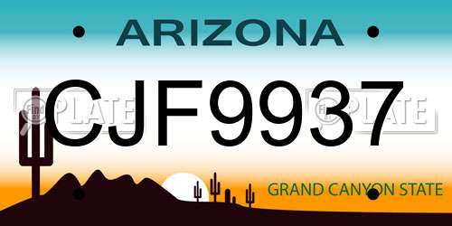 CJF9937 Arizona License Plate