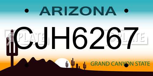 CJH6267 Arizona License Plate