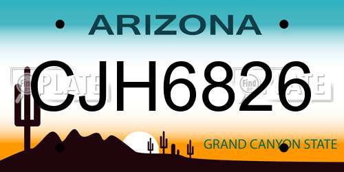 CJH6826 Arizona License Plate