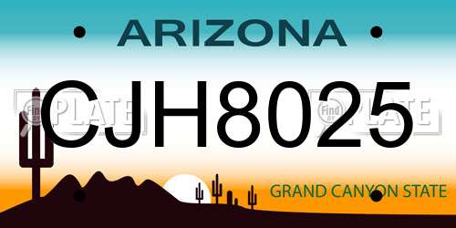 CJH8025 Arizona License Plate