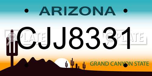 CJJ8331 Arizona License Plate