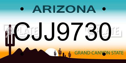 CJJ9730 Arizona License Plate