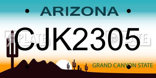 CJK2305 Arizona License Plate