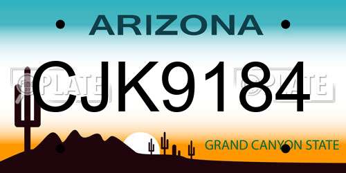 CJK9184 Arizona License Plate