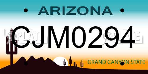 CJM0294 Arizona License Plate