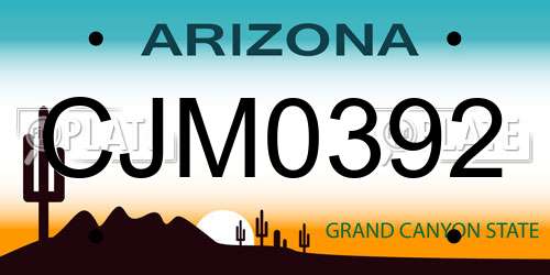 CJM0392 Arizona License Plate