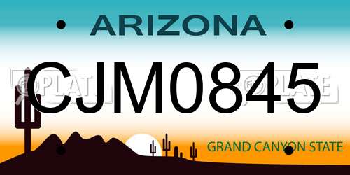 CJM0845 Arizona License Plate