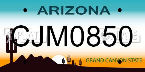 CJM0850 Arizona License Plate