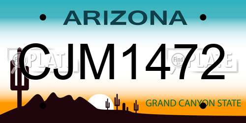 CJM1472 Arizona License Plate