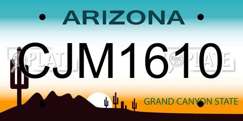 CJM1610 Arizona License Plate