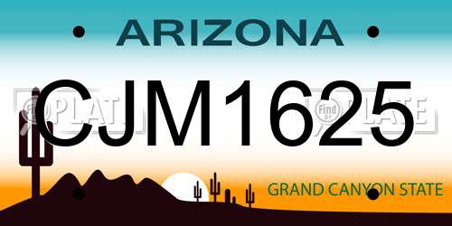 CJM1625 Arizona License Plate