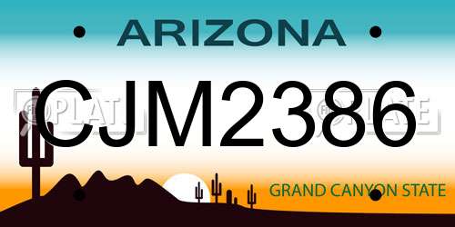CJM2386 Arizona License Plate