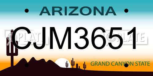CJM3651 Arizona License Plate