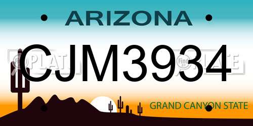 CJM3934 Arizona License Plate