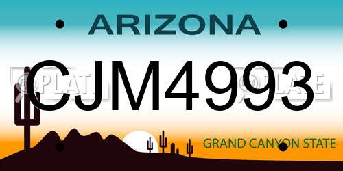 CJM4993 Arizona License Plate