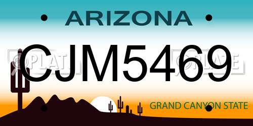 CJM5469 Arizona License Plate