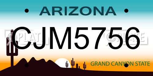 CJM5756 Arizona License Plate