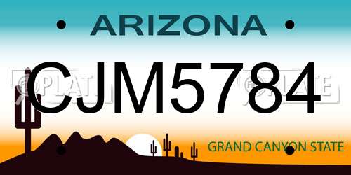 CJM5784 Arizona License Plate