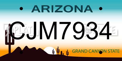 CJM7934 Arizona License Plate