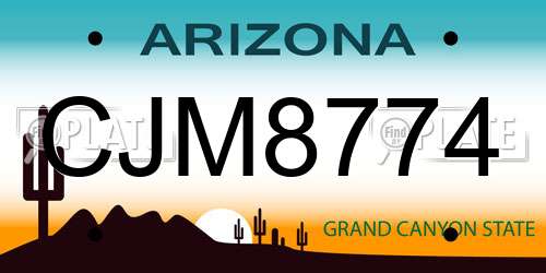 CJM8774 Arizona License Plate