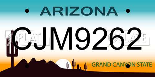 CJM9262 Arizona License Plate