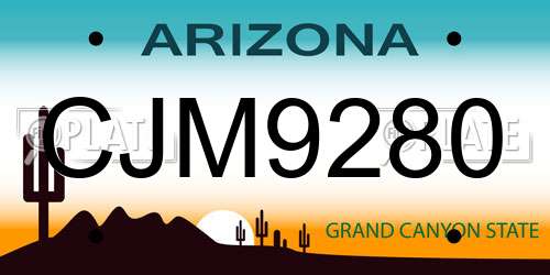 CJM9280 Arizona License Plate