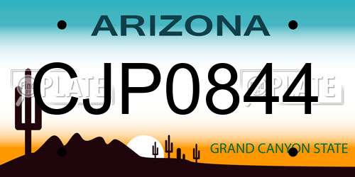 CJP0844 Arizona License Plate