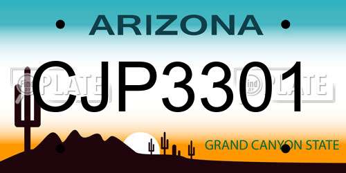 CJP3301 Arizona License Plate