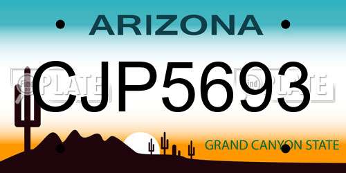 CJP5693 Arizona License Plate