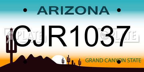 CJR1037 Arizona License Plate