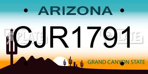 CJR1791 Arizona License Plate