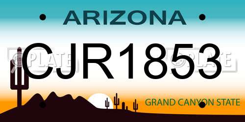 CJR1853 Arizona License Plate