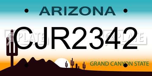 CJR2342 Arizona License Plate