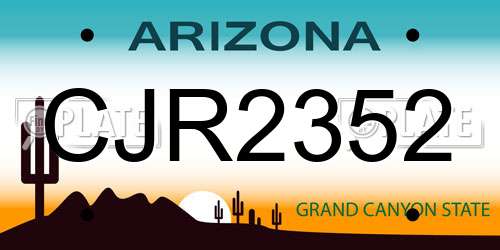 CJR2352 Arizona License Plate