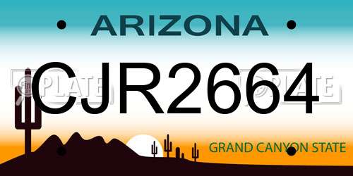 CJR2664 Arizona License Plate