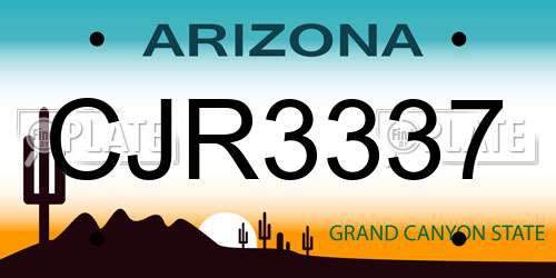 CJR3337 Arizona License Plate