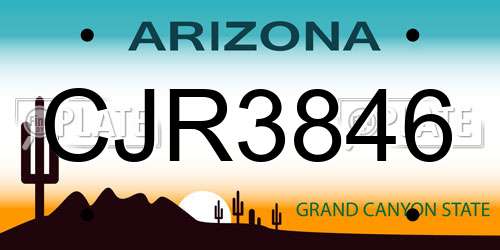 CJR3846 Arizona License Plate