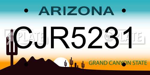 CJR5231 Arizona License Plate