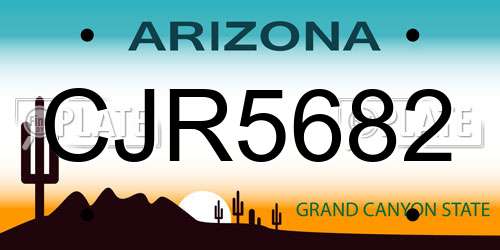 CJR5682 Arizona License Plate