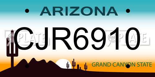 CJR6910 Arizona License Plate